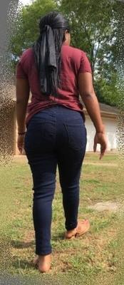 Candids of Ebony in dark jeans and worn clothes